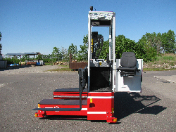 VNA sideloading forklift open cab view